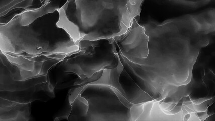 Black White Watercolor. Charcoal Painting. Pale Psychedelic Layout.