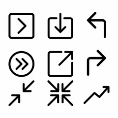 Arrows vector icon set in line style, Arrow for the web and app