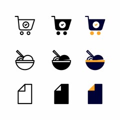 check cart icon set with three style for presentation, poster, banner, and social media