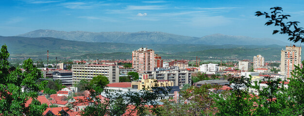 City of Leskovac, panoramic view from the nearby hill Hisar