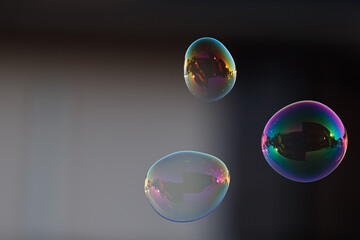soap bubbles on black background