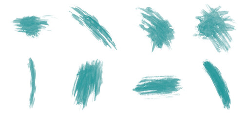 Fototapeta na wymiar Turquoise smear and stroke brushes for painting