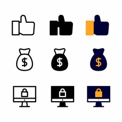 like icon set with three style for presentation, poster, banner, and social media