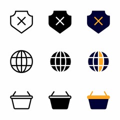 unsafe icon set with three style for presentation, poster, banner, and social media