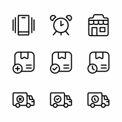 business icon set with outline style for presentation, poster, banner, and social media