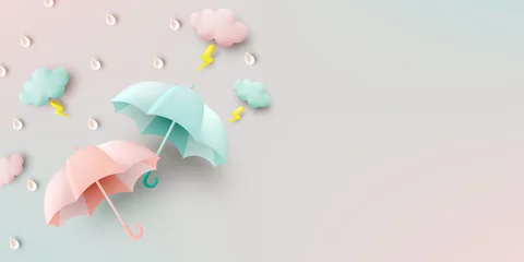 Fotobehang Cute umbrella for monsoon season © pickbiz