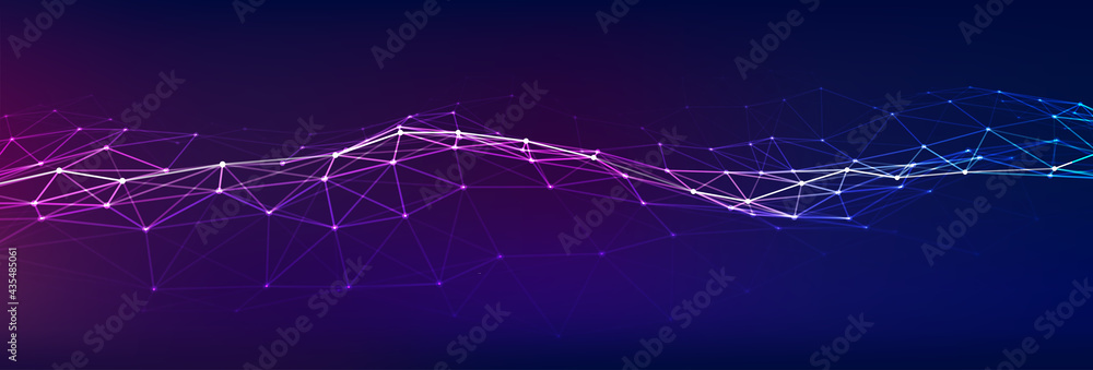 Aufkleber abstract wave with moving dots. flow of particles. vector cyber technology illustration.