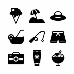 Fototapeta premium vacation Icon glyph Set Symbol of Tourism for Web and App Isolated on White Background