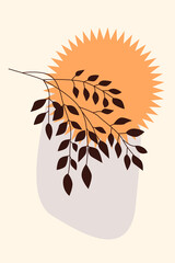 Fototapeta premium Plant branch and simple shapes.