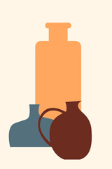 Vase set. Minimalist boho bottle collection. Abstract vases for poster design