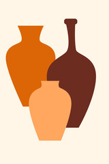 Vase set. Minimalist boho bottle collection. Abstract vases for poster design
