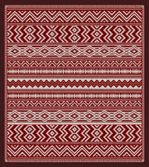 Ethnic geometric blanket, red and white colors. American Indians tribal style. Illustration.