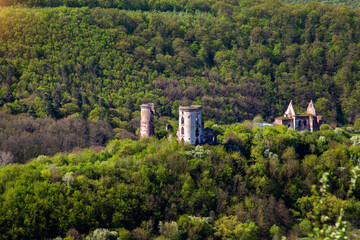 Fototapeta premium The ruins of Chervonohrad Castle in the village of nurkiv. Ukraine