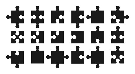 Naklejka premium Various sizes puzzle set. Puzzle pieces vector set. Separate the ability to change