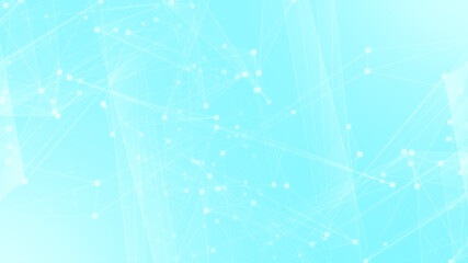Abstract blue white polygon tech network with connect technology background. Abstract dots and lines texture background. 3d rendering.