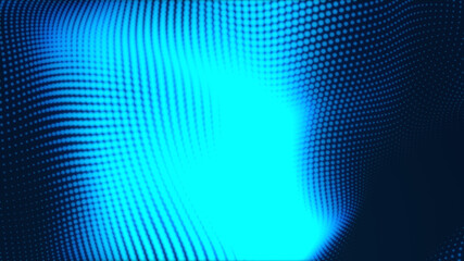 Obraz premium Dot blue wave light screen gradient texture background. Abstract technology big data digital background. 3d rendering.