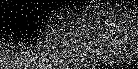 Silver confetti point on a black background.  Illustration of a drop of shiny particles. Decorative element. Element of design. Vector illustration, EPS 10.