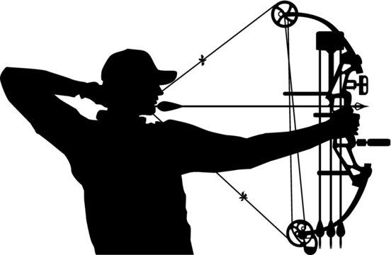 bow hunter aiming with compound bow