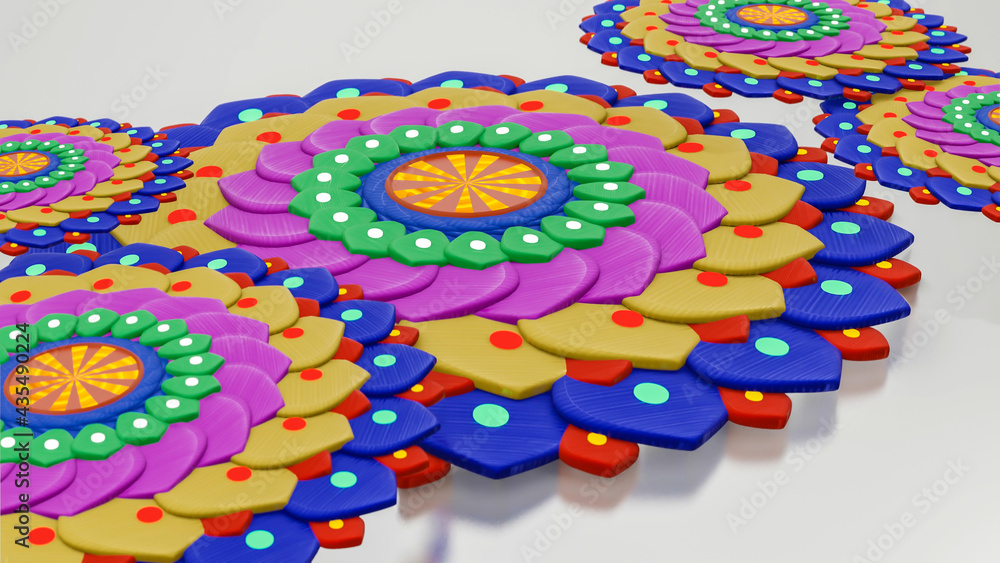 Aufkleber multicolored pattern mandala on a white background. abstract three-dimensional composition. 3d rende