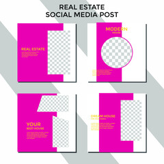 EDITABLE REAL ESTATE SOCIAL MEDIA POST. BANNER TEMPLATE SALES SET. PROMO BRAND COVER DESIGN VECTOR