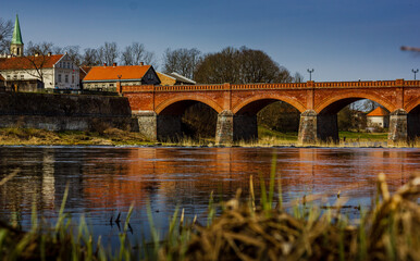 Fototapeta premium looking for postcard image with stunning bridge of Latvia