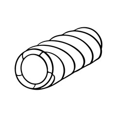 Outline silhouette of ice cream roll with icing and frosting.