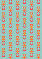 Mid century style seamless vector pattern. Abstract geometric background in retro colors. Decorative ornament in vintage style.