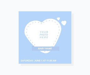 Baby shower invitation with photo frame template