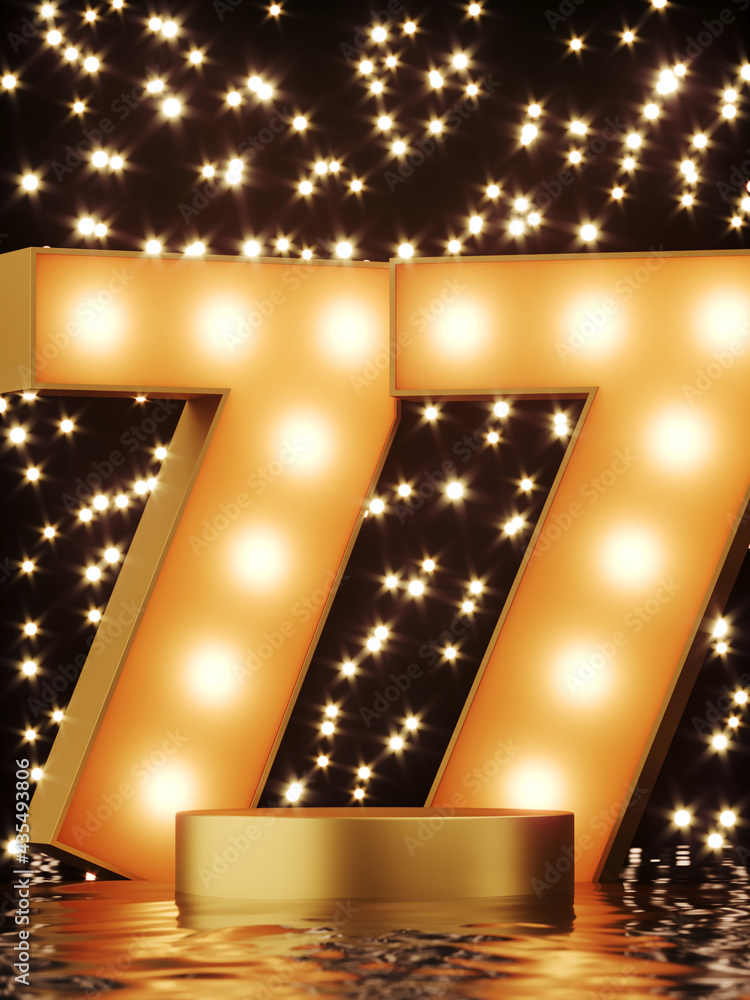 Poster abstract background for online and shopping concept. light box 7.7 alphabet letters and podium on li