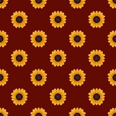 Sunflower pattern pixel art. Seamless pattern. Pixel art Sunflower pattern. 