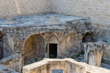 Ruins of bath-house in Shirvanshahs Palace in old town Baku. Hamam.