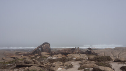 The rusty remains of the fish trawler - Aristea - close to Hondklipbaai, on the west coast of South Africa
