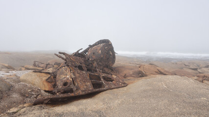 The rusty remains of the fish trawler - Aristea - close to Hondklipbaai, on the west coast of South Africa.