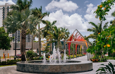 fountain in the park doral community recreation area miami florida 