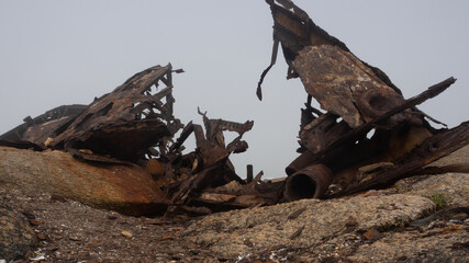 The rusty remains of the fish trawler - Aristea - close to Hondklipbaai, on the west coast of South Africa.