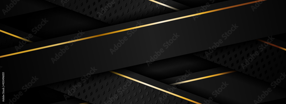 Poster abstract modern black background with golden lines element.