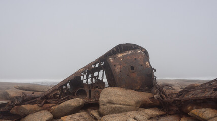 The rusty remains of the fish trawler - Aristea - close to Hondklipbaai, on the west coast of South...