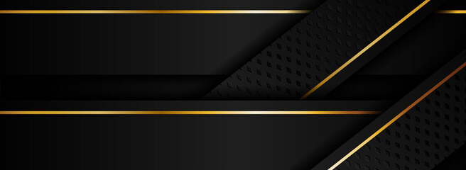 Abstract Minimalism Black Background with Modern Golden Lines.