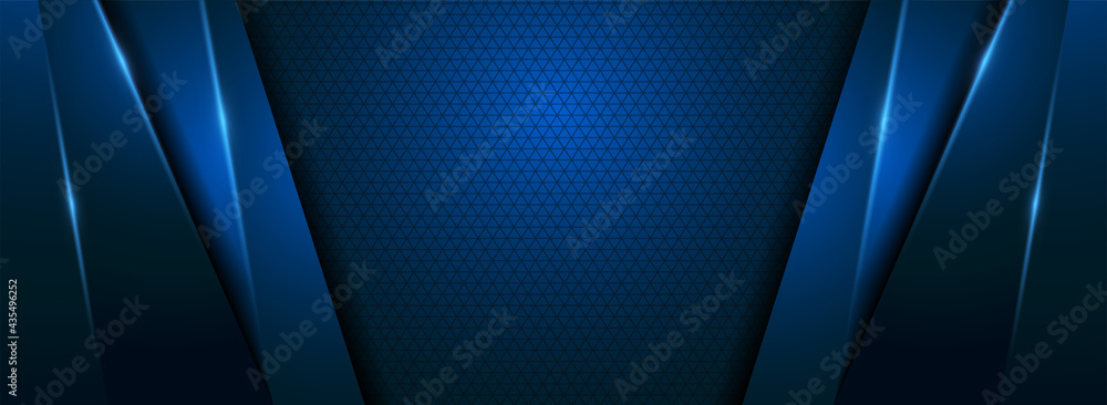 Poster modern blue background with futuristic overlap layered style concept.