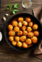 Bombay potatoes in frying pan