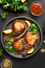 Grilled pork steaks