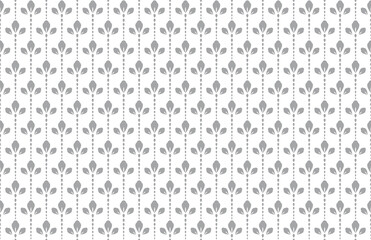 Flower geometric pattern. Seamless vector background. White and gray ornament.