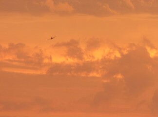 Fototapeta na wymiar avion al horizonte