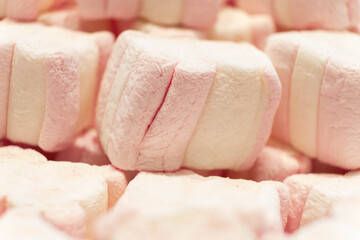 Colorful sweet jelly, pastel marshmallow and candies with sugar. Macro.