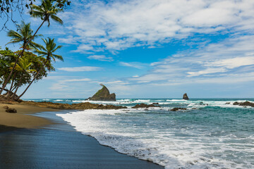 Empty ocean beach in Corcovado National Park, Osa Penisula, Costa Rica