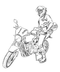 Girl biker with motorcycle