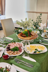 Festive table setting in a restaurant.