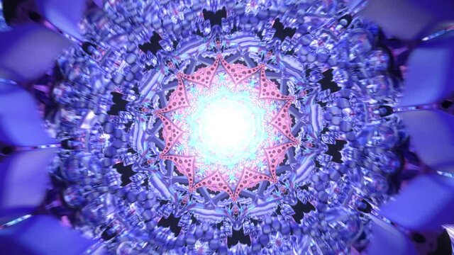 Mandala psychedelic 3D seamless vj loop trippy trance tunnel with bright colors
