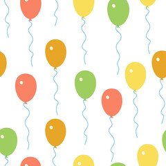 Seamless pattern with bright balloons on a white background.