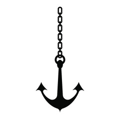 Anchor on a chain vector icon. Vector icon of trendy black anchor on chain in flat style isolated on white background. Vector icon of sea anchor with chain. Vector illustration © Andrii